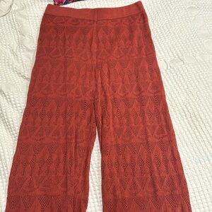 Burnt orange crochet pants